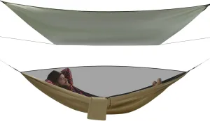 CNCEST Camping Hammock, Hammocks with Mosquito Net Tent and Rain Fly Tarp, 2 in 1 Hammock Tent with 7.5 * 6.8 ft Tarp for Backpacking and Travel - Army Green