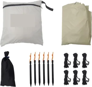 Coating Tarp Block Ourdoor Camping Waterproof Sun Shelter 3x3 3x4 3x5 Coated Beach Sunshade Canopy Without Poles for Outdoors, Picnic(Kit B (6pegs 6ropes),3 * 4M)