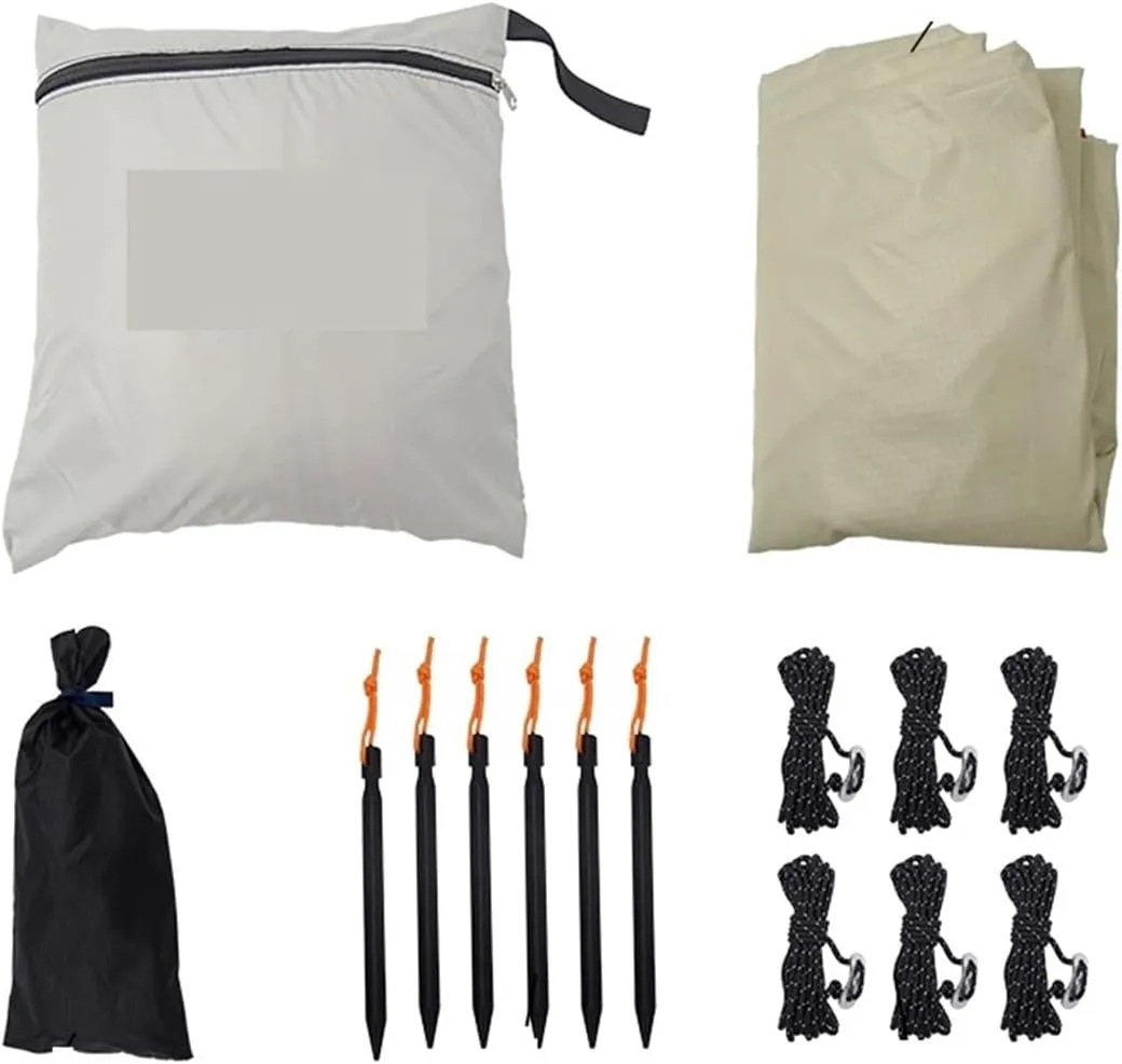 Coating Tarp Block Ourdoor Camping Waterproof Sun Shelter 3x3 3x4 3x5 Coated Beach Sunshade Canopy Without Poles for Outdoors, Picnic(Kit B (6pegs 6ropes),3 * 4M)