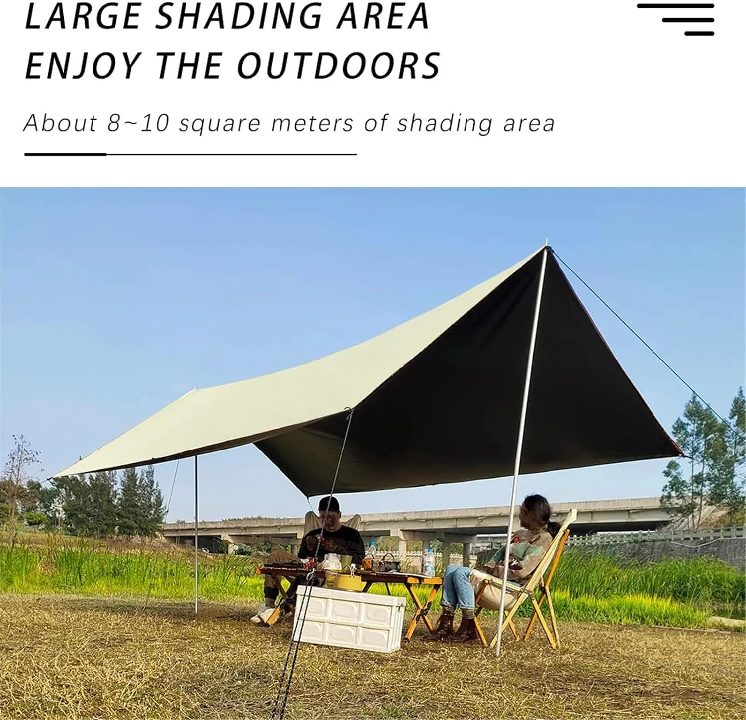 Coating Tarp Block Ourdoor Camping Waterproof Sun Shelter 3x3 3x4 3x5 Coated Beach Sunshade Canopy Without Poles for Outdoors, Picnic(Kit B (6pegs 6ropes),3 * 4M)