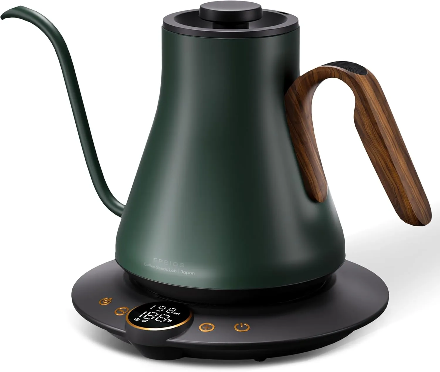Cocinare FLOW B9 Gooseneck Electric Kettle, Precise Temperature Control for Pour-Over Coffee & Tea Brewing, Stainless Steel Interior, Rapid Heating for Boiling Water 0.9L (Green Wooden)