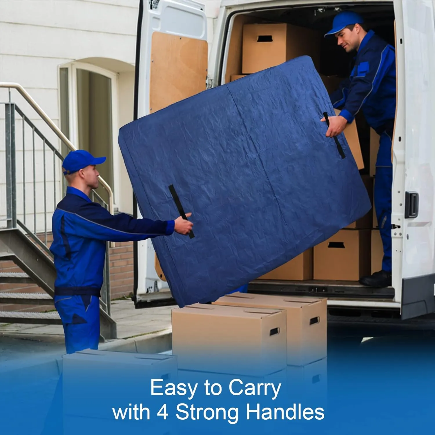 Coldwind Twin Size Waterproof Mattress Cover for Moving & Storage, Heavy Duty Handles, Strong Zipper, Reusable, Navy