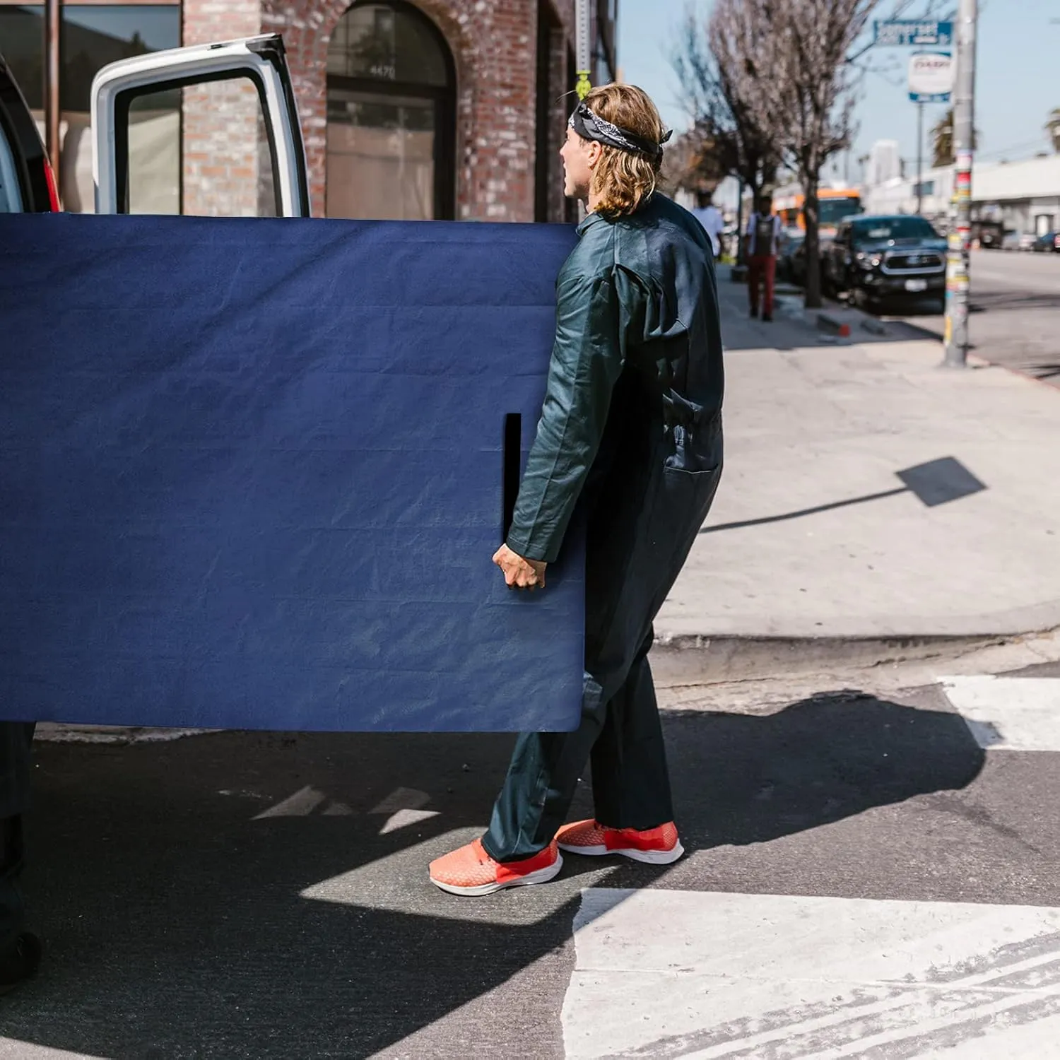 Coldwind Twin Size Waterproof Mattress Cover for Moving & Storage, Heavy Duty Handles, Strong Zipper, Reusable, Navy