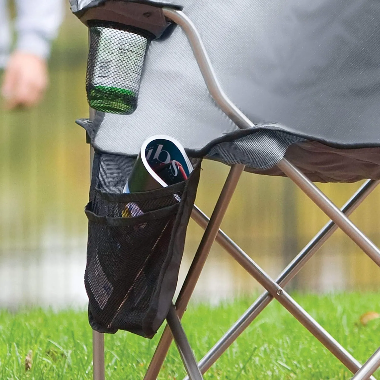 Coleman Portable Quad Camp Chair with 4-Can Cooler, Cushioned Seat & Back with Side Pockets & Cup Holder, Carry Bag Included