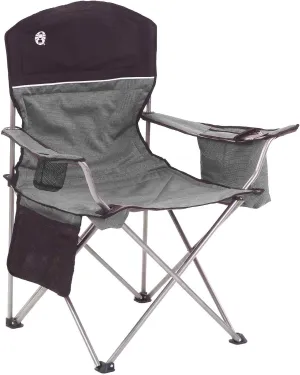 Coleman Portable Quad Camp Chair with 4-Can Cooler, Cushioned Seat & Back with Side Pockets & Cup Holder, Carry Bag Included