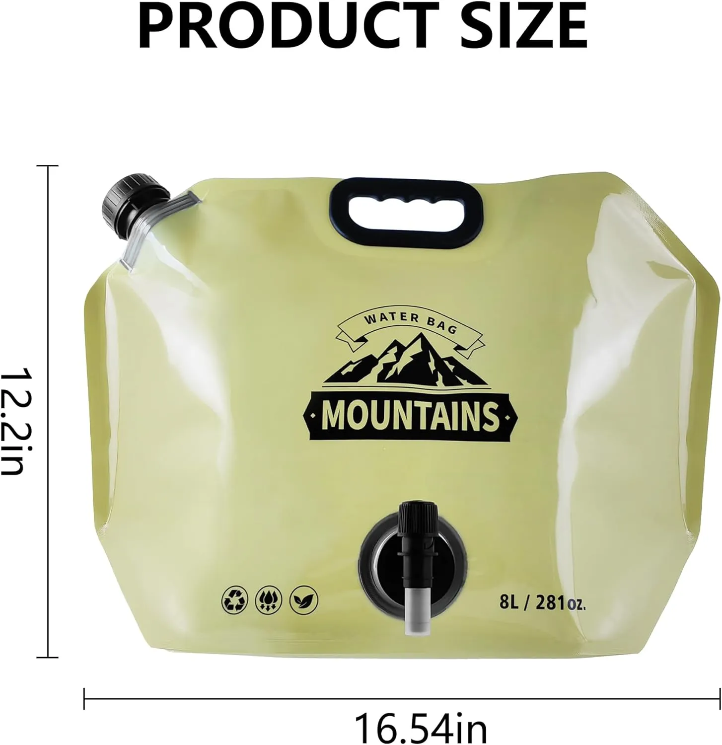 Collapsible 8L Water Storage Bag, BPA-Free Portable Folding Water Jug with Adjustable Faucet, Leakproof Emergency Water Bag for Camping, Hiking, Riding, Outdoor Sport (GREEN, 2)