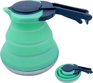 Collapsible Kettle 51 Oz Foldable Kettle Silicone Kettle with Handle Camping Coffee Pot Portable Camping Kettles for Boiling Water for Hiking Travel & Outdoors, Collapsible Kettle