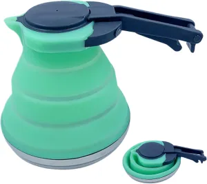 Collapsible Kettle 51 Oz Foldable Kettle Silicone with Handle Camping Coffee Pot Portable Camping Kettles for Boiling Water for Hiking Travel & Outdoors