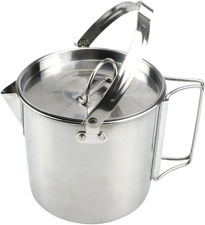 Collapsible Stainless Steel Kettle Lightweight Hot Soup Pot for Outdoor Cooking Camping Hiking and Picnics Easy Pour Spout Portable and Durable Design