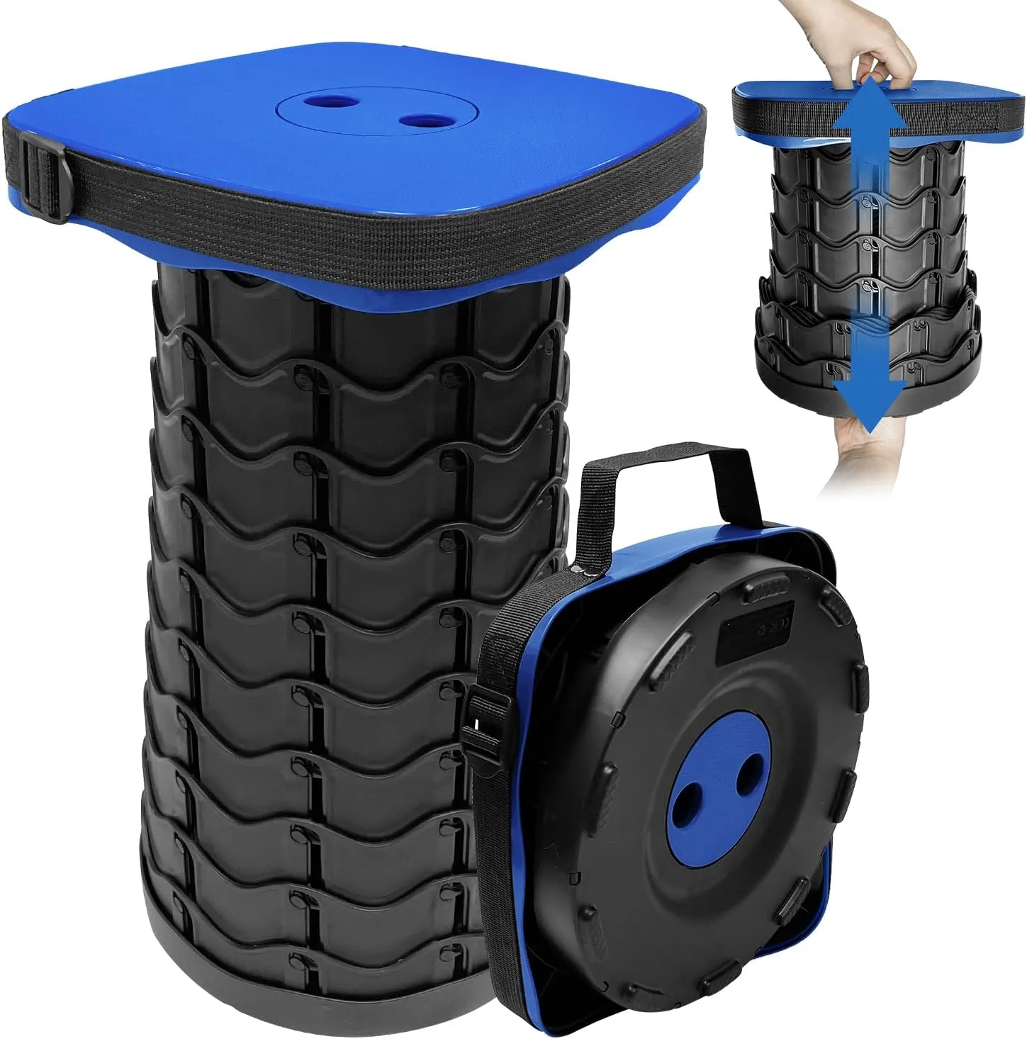 Collapsible Stools Folding Chair, Upgrade Square Telescoping Stool, Portable Retractable Stool Foldable Stools for Camping Gardening Fishing Hiking BBQ (Blue)