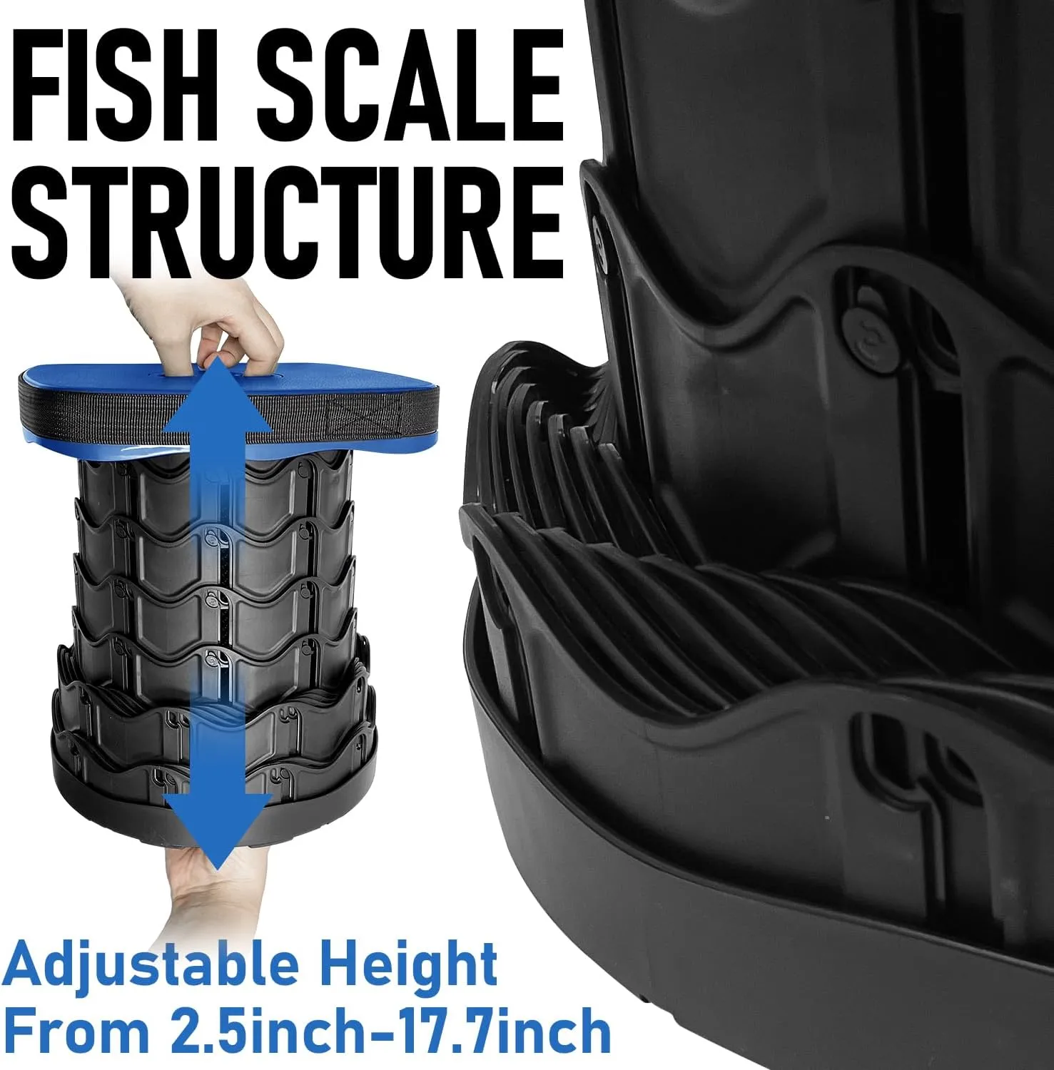 Collapsible Stools Folding Chair, Upgrade Square Telescoping Stool, Portable Retractable Stool Foldable Stools for Camping Gardening Fishing Hiking BBQ (Blue)