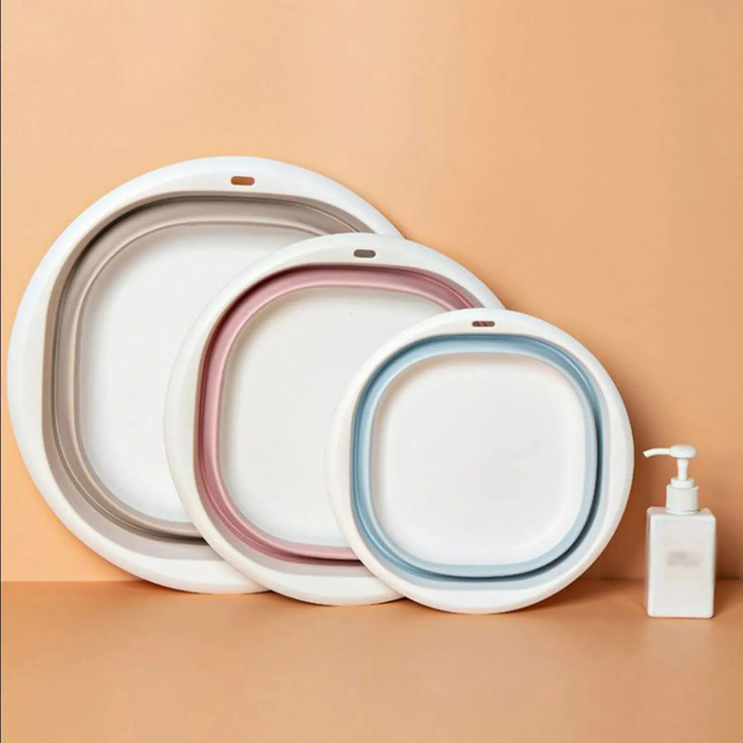 Collapsible wash Basin Travel Folding Wash Basin Portable Sink Foot Bucket Washbasin Household Plastic Foot Basin Outdoor Camp Basins(Pink,Medium)