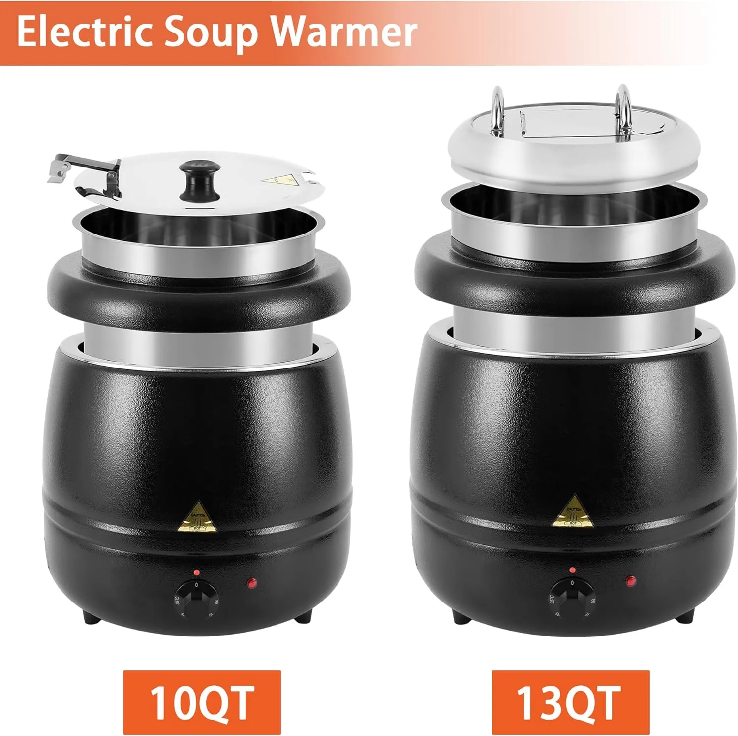 Commercial Soup Warmer 10QT/13QT Electric Soup Kettle with Detachable Lid Stainless Steel Insert Pot for Buffet/Restaurant/Party/Catering