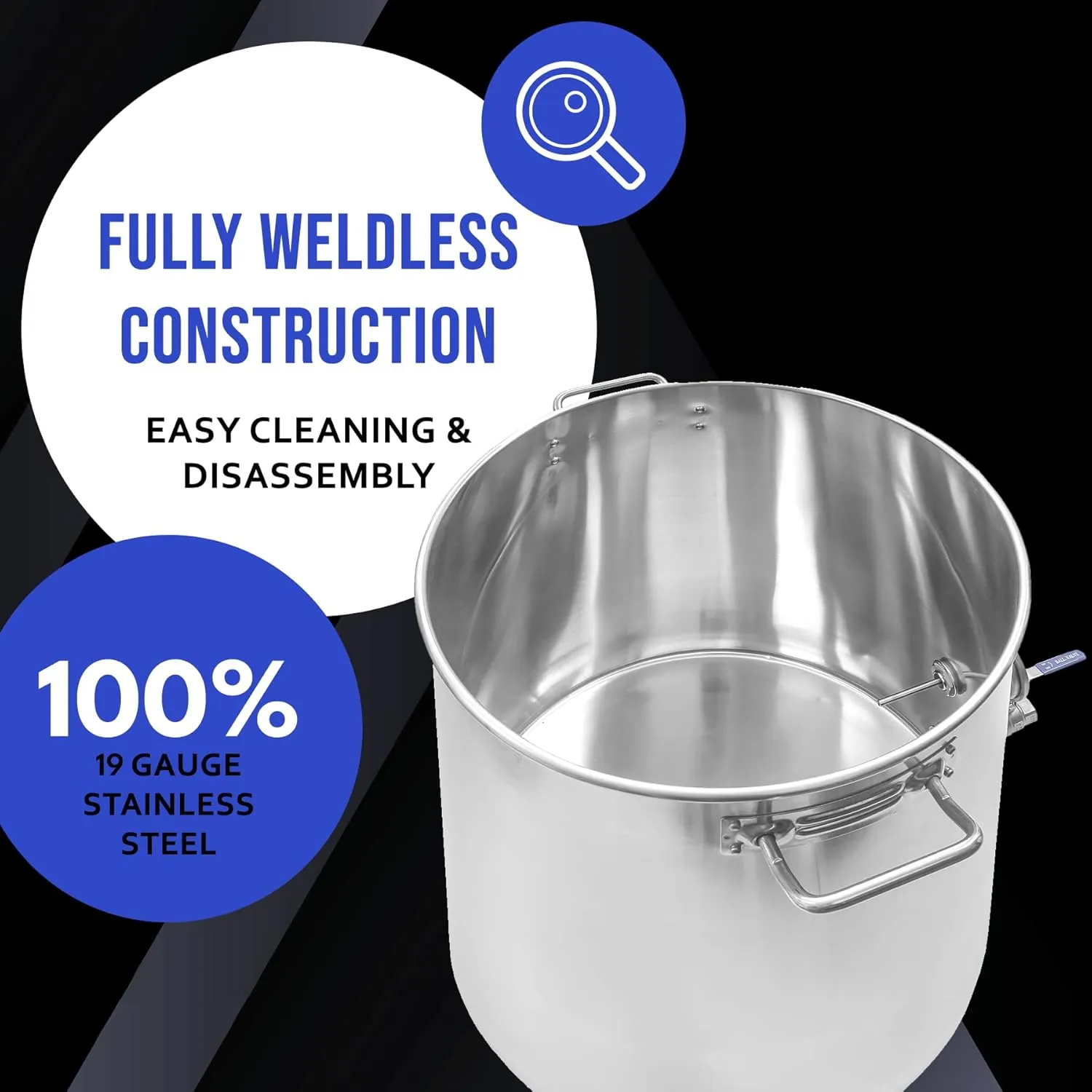 CONCORD Stainless Steel Home Brew Kettle Stock Pot (Weldless Fittings) (160 QT/ 40 Gal)