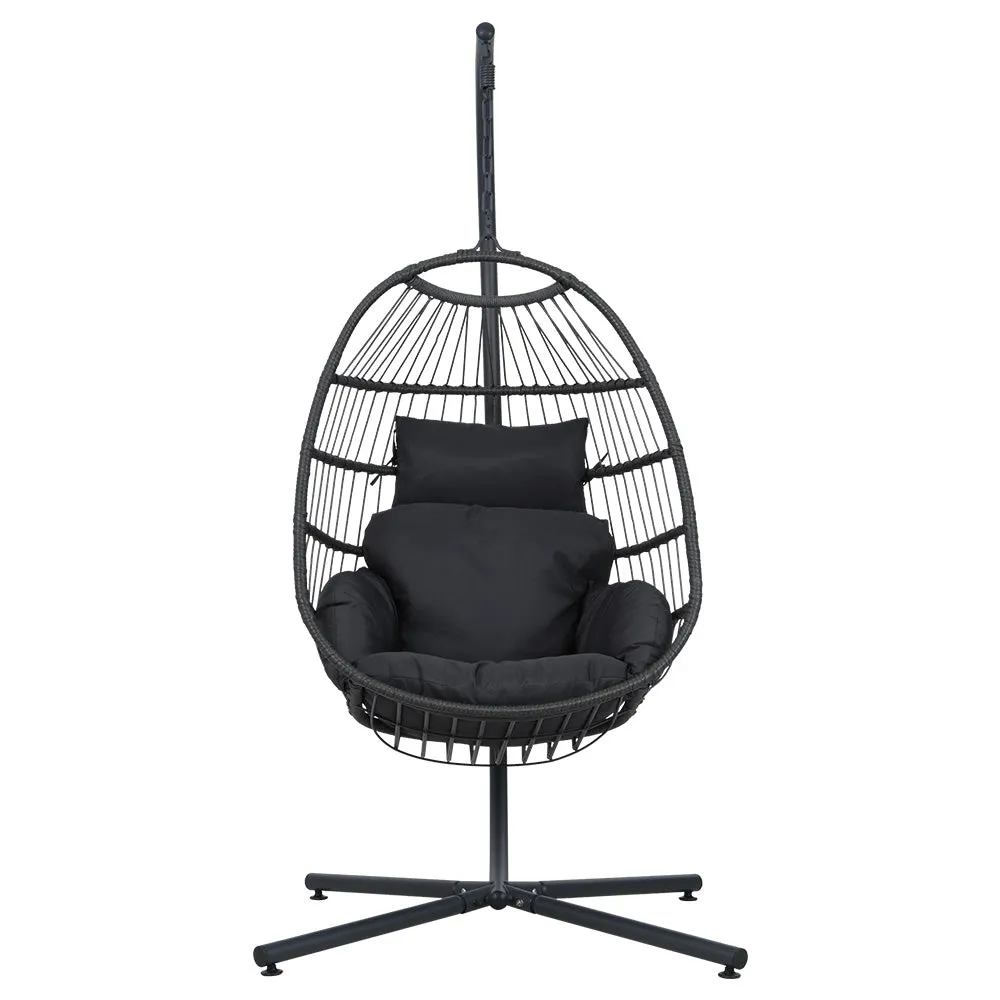 Coral - Outdoor Egg Swing Chair Wicker Rope Pod Stand Grey