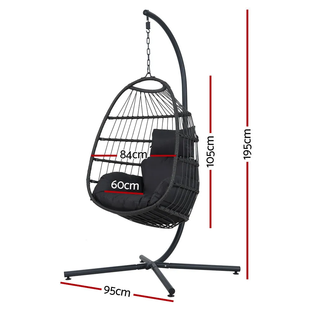 Coral - Outdoor Egg Swing Chair Wicker Rope Pod Stand Grey