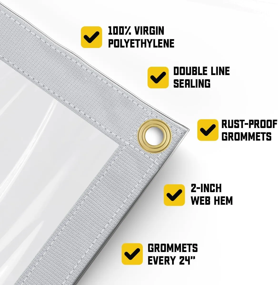 Core Tarps 30 Mil Extreme Heavy Duty Clear Tarp with Gromments - 5x7ft Super Clear Tarps Heavy Duty Waterproof Vinyl Tarpaulin, Transparent Tarp for Outdoor, Camping & Construction