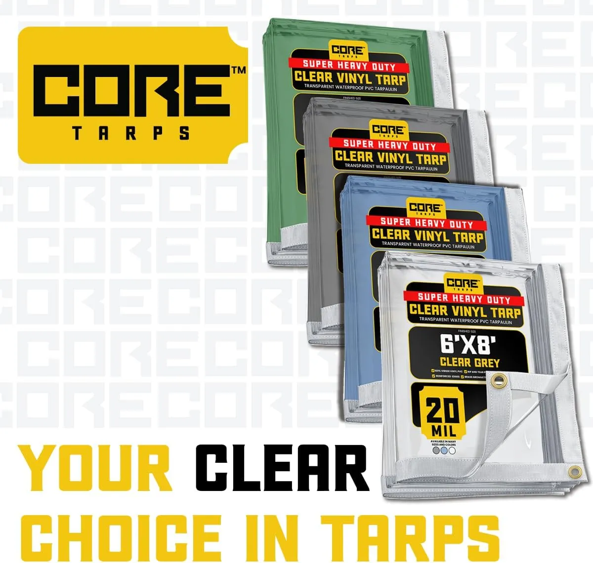 Core Tarps 30 Mil Extreme Heavy Duty Clear Tarp with Gromments - 8x16ft Super Clear Tarps Heavy Duty Waterproof Vinyl Tarpaulin, Transparent Tarp for Outdoor, Camping & Construction, Clear