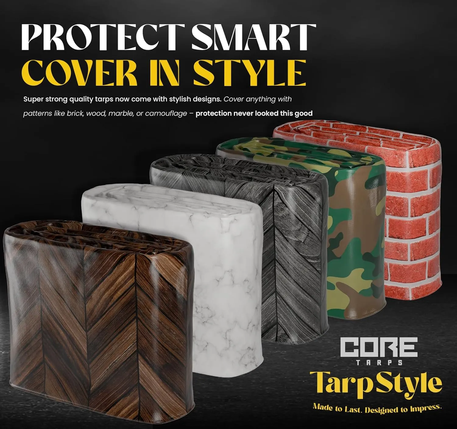 Core Tarps Extreme Heavy Duty 20 Mil Tarp Cover, Waterproof, UV Resistant, Rip and Tear Proof, Poly Tarpaulin with Reinforced Edges for Roof, Camping, Patio, Pool, Boat (Marble/White 30′ X 30′)