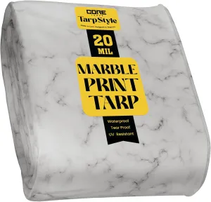 Core Tarps Extreme Heavy Duty 20 Mil Tarp Cover, Waterproof, UV Resistant, Rip and Tear Proof, Poly Tarpaulin with Reinforced Edges for Roof, Camping, Patio, Pool, Boat (Marble/White 30′ X 30′)