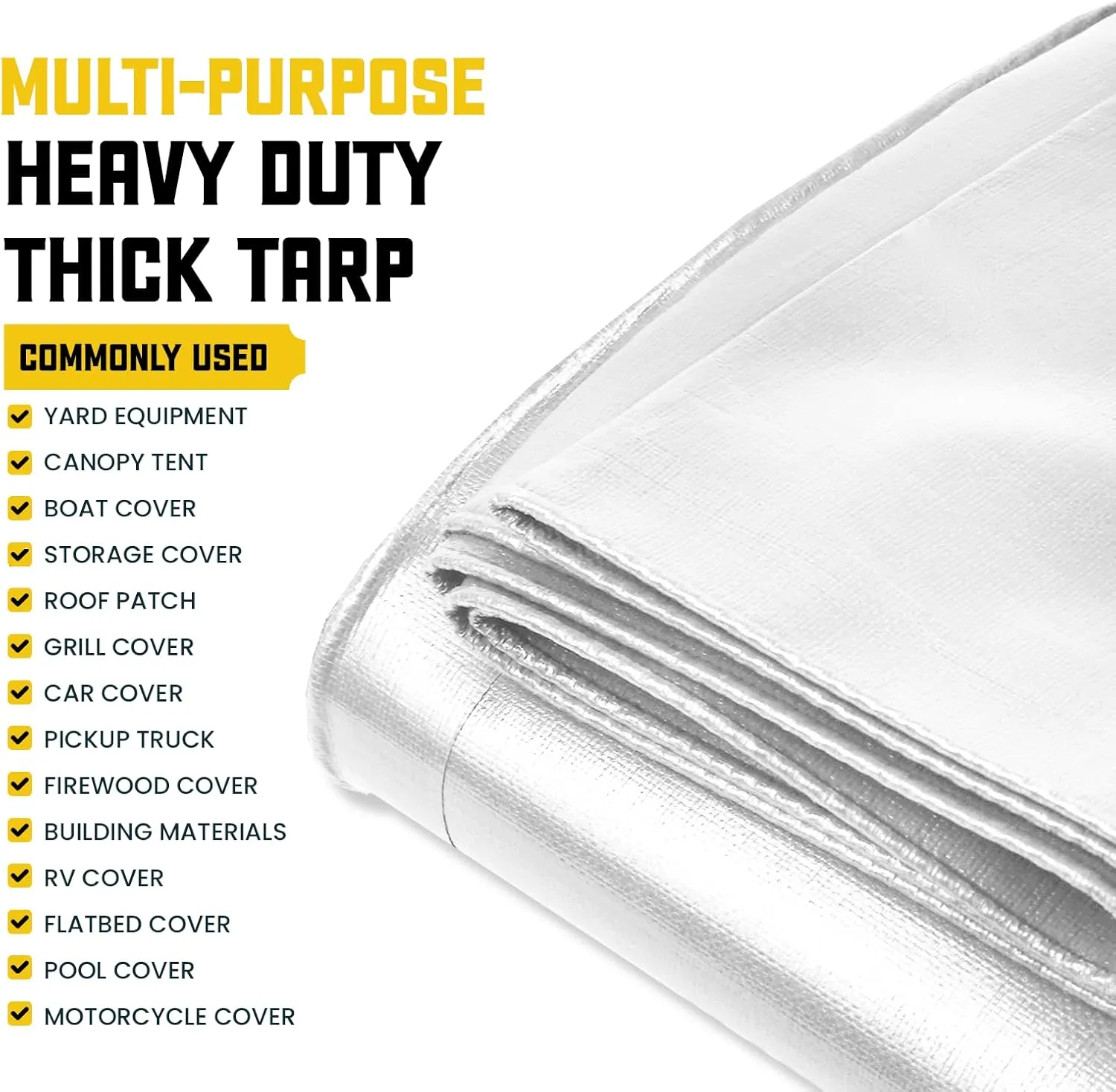 Core Tarps Extreme Heavy Duty 20 Mil Tarp Cover, Waterproof, UV Resistant, Rip and Tear Proof, Poly Tarpaulin with Reinforced Edges for Roof, Camping, Patio, Pool, Boat (White 20′ X 40′)