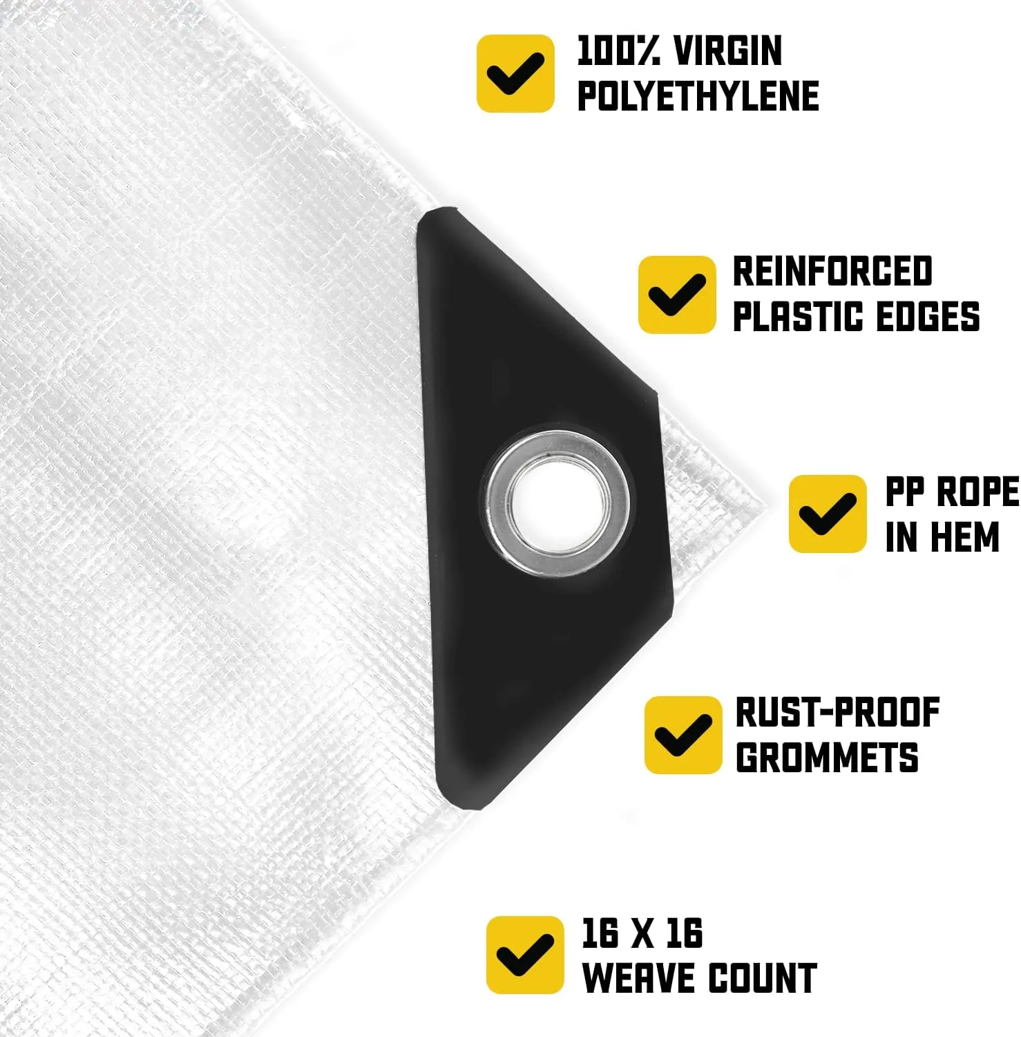 Core Tarps Extreme Heavy Duty 20 Mil Tarp Cover, Waterproof, UV Resistant, Rip and Tear Proof, Poly Tarpaulin with Reinforced Edges for Roof, Camping, Patio, Pool, Boat (White 20′ X 40′)