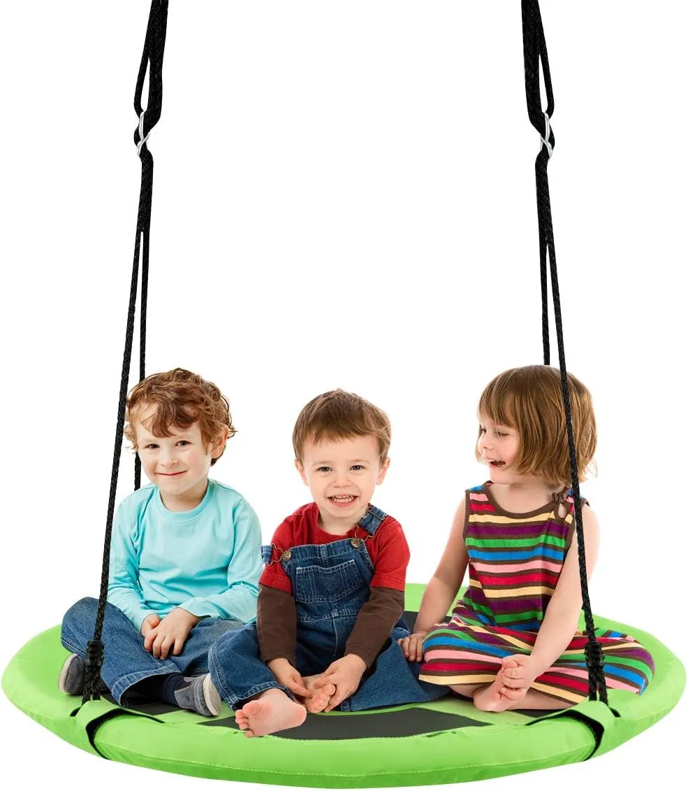 Costzon 2 in 1 Kids Detachable Hanging Chair Swing Tent Set, Hammock Nest Pod Hanging Swing Seat for Boys/Girls, Children Outdoor Indoor Swing Play House with Play Tent, Max Capacity 330 LBS (Green)