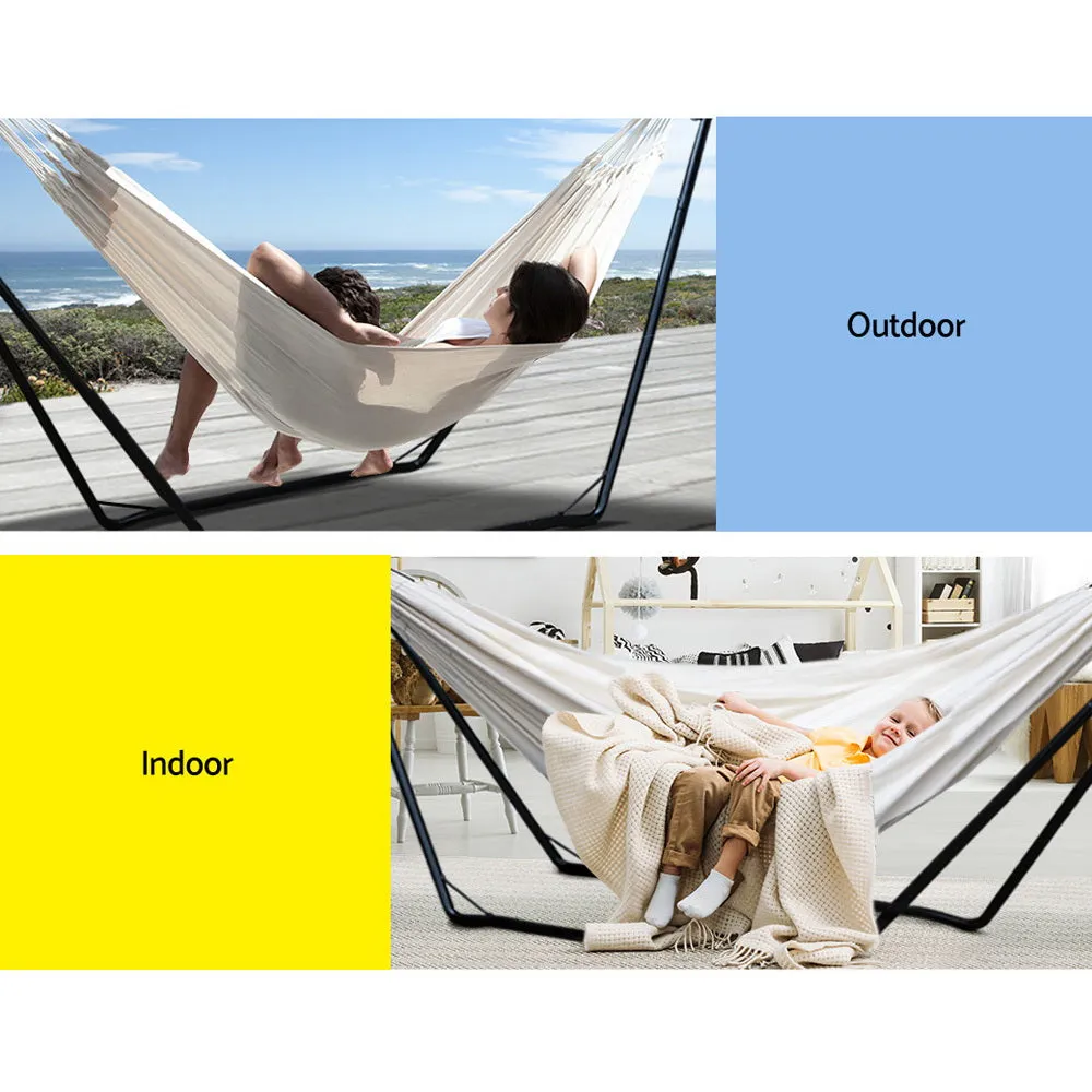 Cotton Hammock Bed with Adjustable Height Frame & Carry Bag - Cream