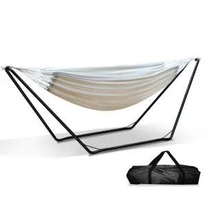 Cotton Hammock Bed with Adjustable Height Frame & Carry Bag - Cream