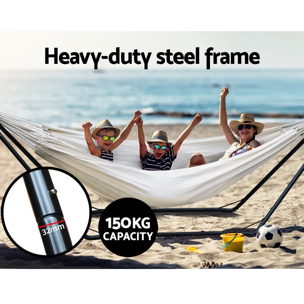 Cotton Hammock Bed with Adjustable Height Frame & Carry Bag - Cream