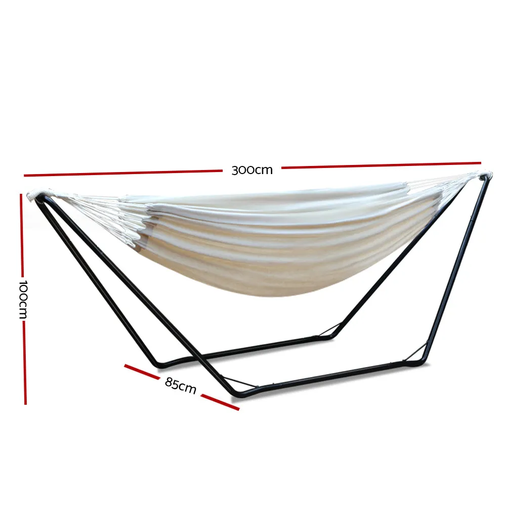 Cotton Hammock Bed with Adjustable Height Frame & Carry Bag - Cream