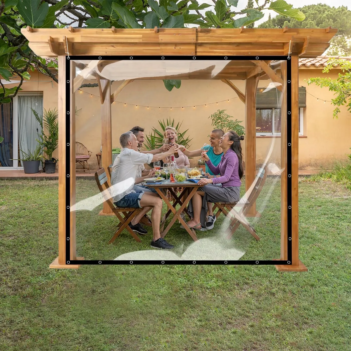 Covers & all Heavy Duty Multipurpose Clear Tarp with Grommets, Waterproof 20mil Vinyl Material (8' H x 8' W feet), Designed for Indoor or Outdoor Use