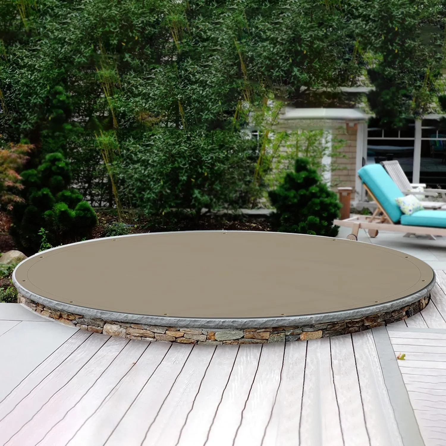 Covers & all Round Tarps, 12 Oz Made of Waterproof Tear and UV-Resistant Fabric, Multipurpose for Pool Patio Garden Equipment Sports Fields (5 Feet, Beige)
