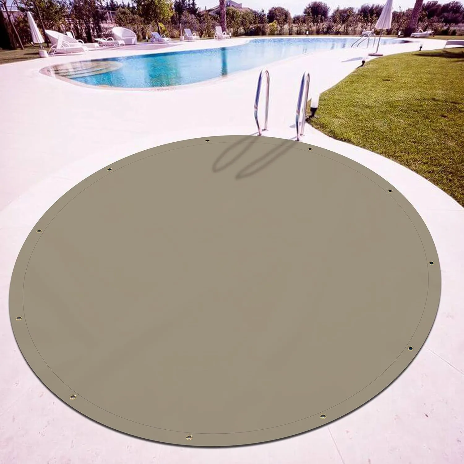 Covers & all Round Tarps, 12 Oz Made of Waterproof Tear and UV-Resistant Fabric, Multipurpose for Pool Patio Garden Equipment Sports Fields (5 Feet, Beige)