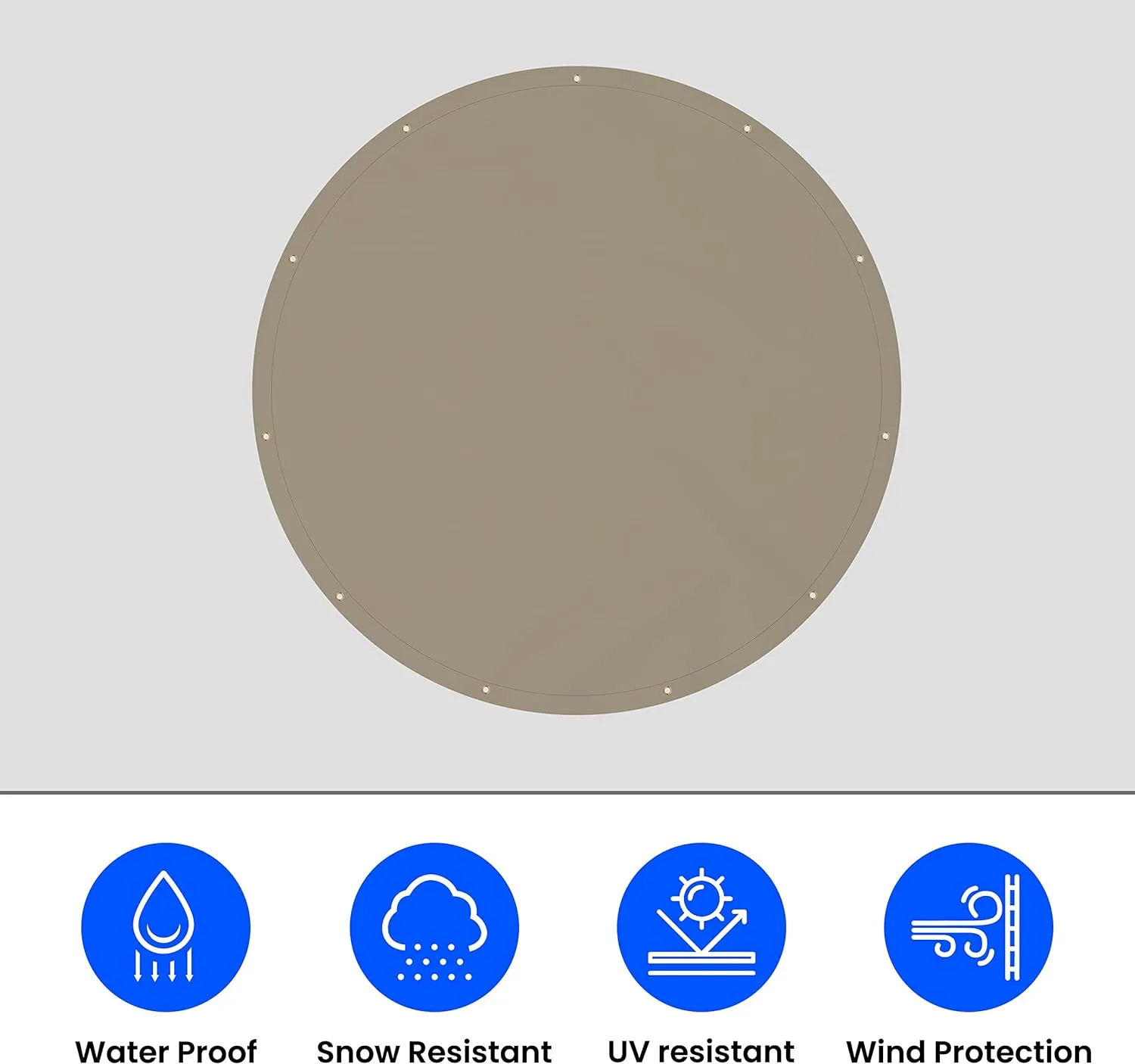 Covers & all Round Tarps, 12 Oz Made of Waterproof Tear and UV-Resistant Fabric, Multipurpose for Pool Patio Garden Equipment Sports Fields (5 Feet, Beige)