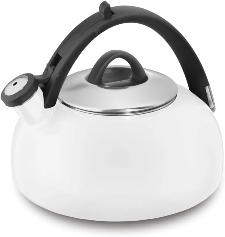Cuisinart CTK-EOS2W Peak 2-Quart Teakettle, Make 2-Quarts of Boiling Water in this Classic Tea Kettle, Whistle Sound to Signal Water is Ready, White