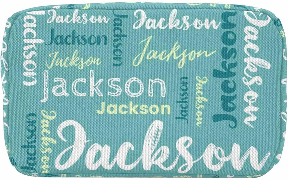 Customize Lunch Tote Bag with Name Waterproof Lovely Lunch Bag Cyan for Adult Men Women School Office Picnic