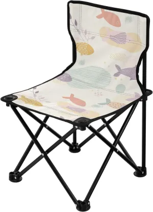 Cute Cartoon Fish Packable Heavy Duty Camping Chairs Ultralight Folding Backpack Chair Carry Bag Included Travel Chairs for Adults for Camp Hiking
