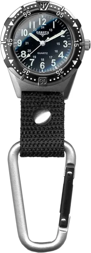 Dakota Backpacker Clip, Quality Pocket Watch, Fob Nylon Carabiner Strap, Lightweight, Premium Durability Outdoor Gifts for Men, Use for Fishing, Hunting, Golf and More, Tactical Watch