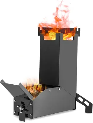 DALYNN Outdoor Collapsible Wood Burning Stainless Steel Rocket Stove Backpacking Camp Tent Stove