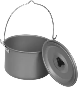 DECHOUS Outdoor Cooking Pot Set Portable Aluminum Camping Cookware for People for Hiking Picnics and Barbecues Lightweight Design with Even Heat Distribution