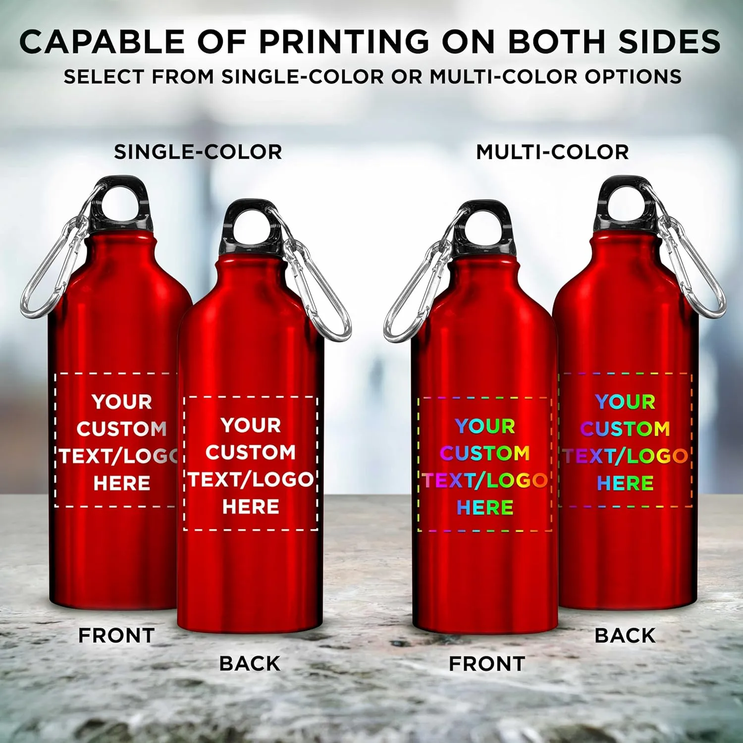 DISCOUNT PROMOS Custom Aluminum Water Bottles 20 oz. Set of 10, Personalized Bulk Pack - Perfect for Gym, Hiking, Any Indoor/Outdoor Activities - Red