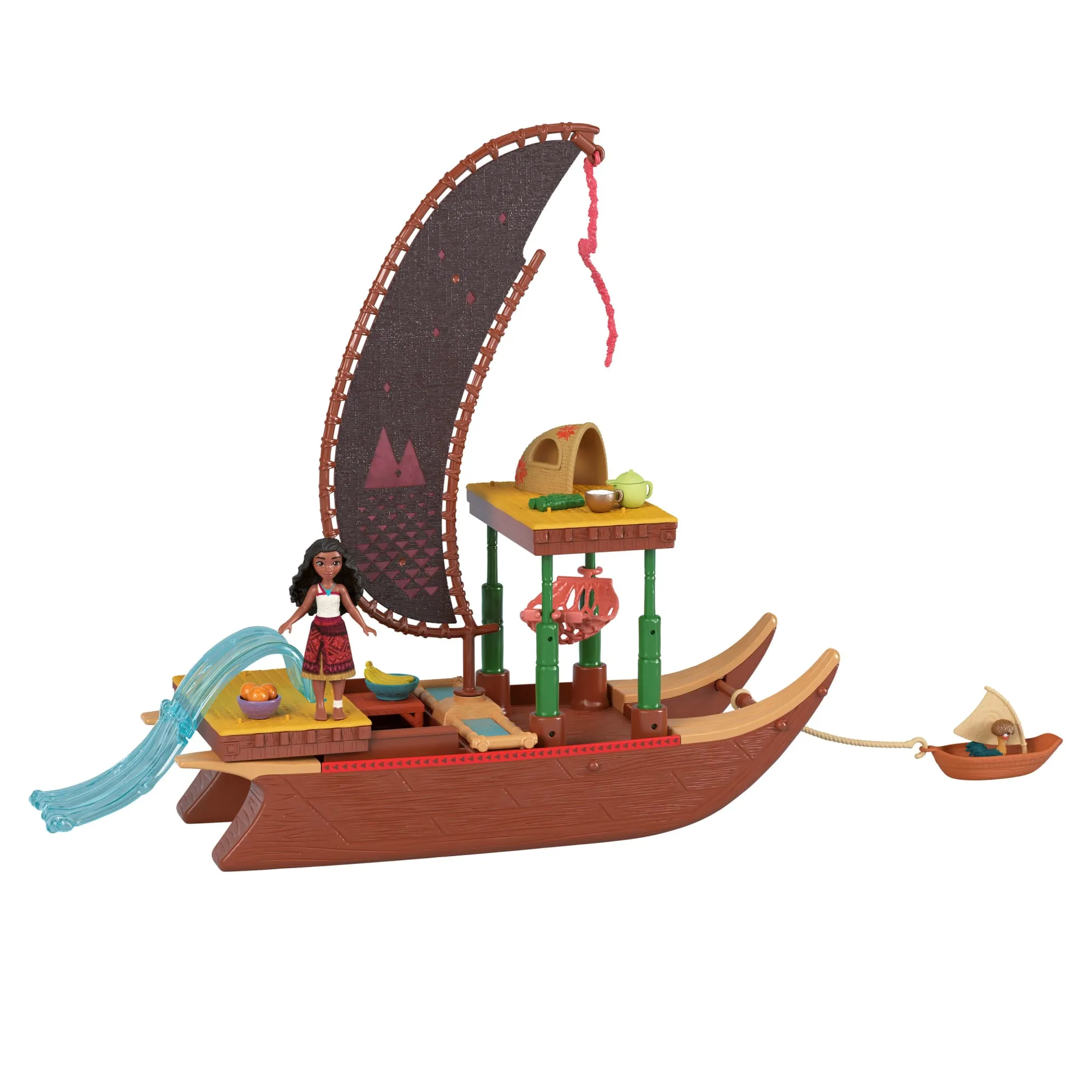 Disney Moana 2 Toys, Moana's Adventure Canoe Playset With 1 Small Doll, 1 Canoe & 10 Accessories