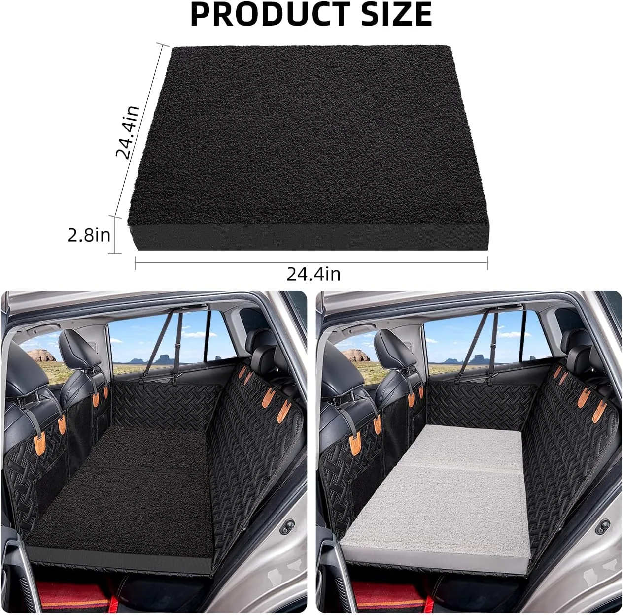 Dog Bed for Car Back Seat Extender,Waterproof Large Dog Mat for Seat Cover Back Seat,Washable Pet Bed for car Hammock(Black, for car,SUV,Small Truck)