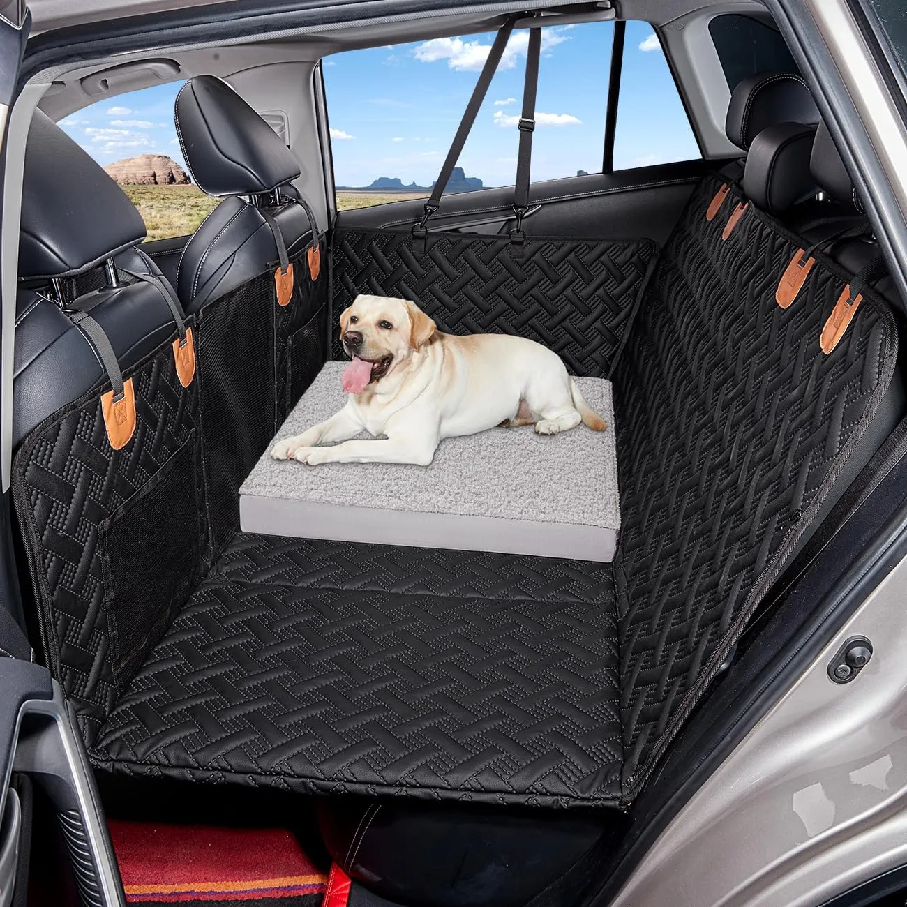 Dog Bed for Car Back Seat Extender,Waterproof Large Dog Mat for Seat Cover Back Seat,Washable Pet Bed for car Hammock(Gray, for car,SUV,Small Truck)