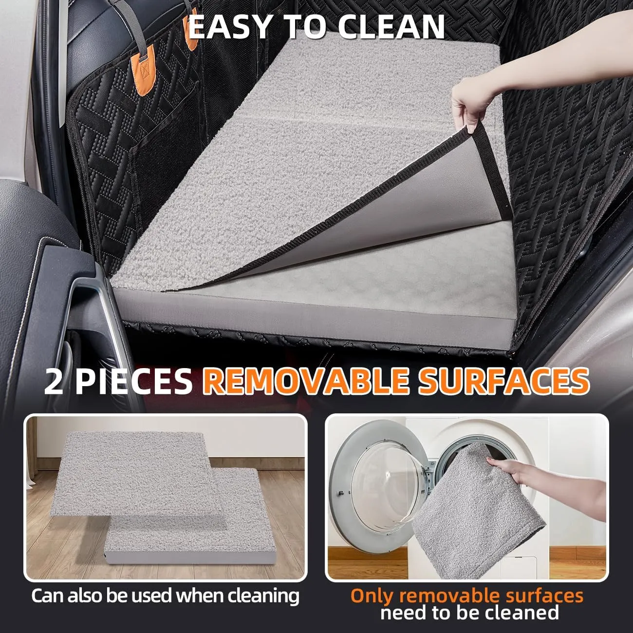 Dog Bed for Car Back Seat Extender,Waterproof Large Dog Mat for Seat Cover Back Seat,Washable Pet Bed for car Hammock(Gray, for car,SUV,Small Truck)