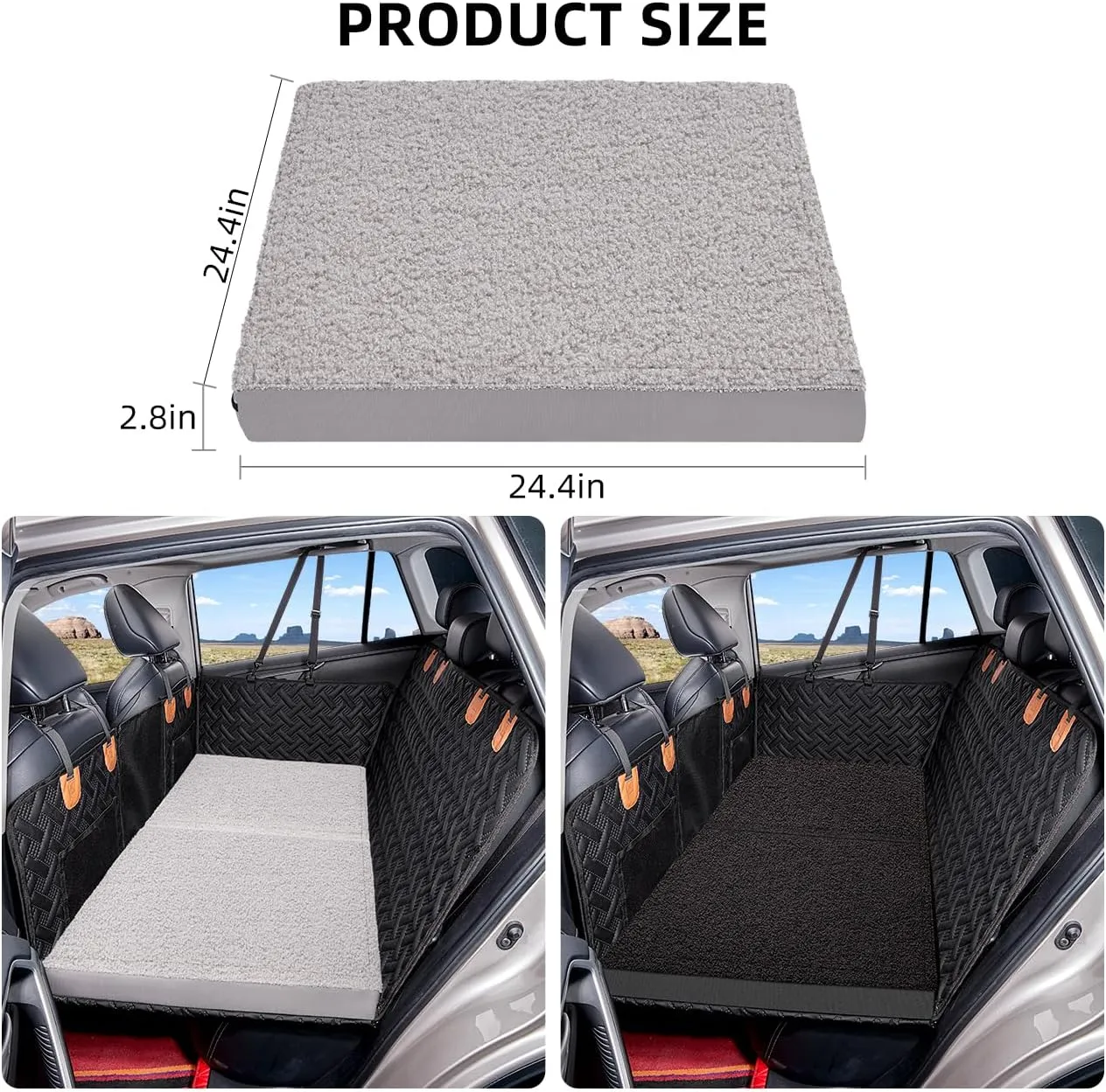 Dog Bed for Car Back Seat Extender,Waterproof Large Dog Mat for Seat Cover Back Seat,Washable Pet Bed for car Hammock(Gray, for car,SUV,Small Truck)
