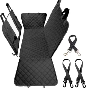 Dog Car Seat Cover for Back Seat, Dog Hammock for Car, Waterproof Backseat Protector for Dogs, Mesh Window and Multiple Pockets - Fits Cars, SUVs, and Trucks