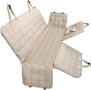 Dog Car Seat Cover for Back Seat Dog Seat Cover Hammock for Truck SUV - Waterproof Pet Car Seat Protector for Backseats,Beige Regular