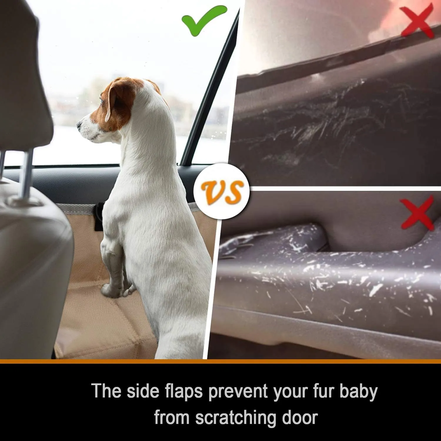 Dog Car Seat Cover for Back Seat Dog Seat Cover Hammock for Truck SUV - Waterproof Pet Car Seat Protector for Backseats,Beige Regular